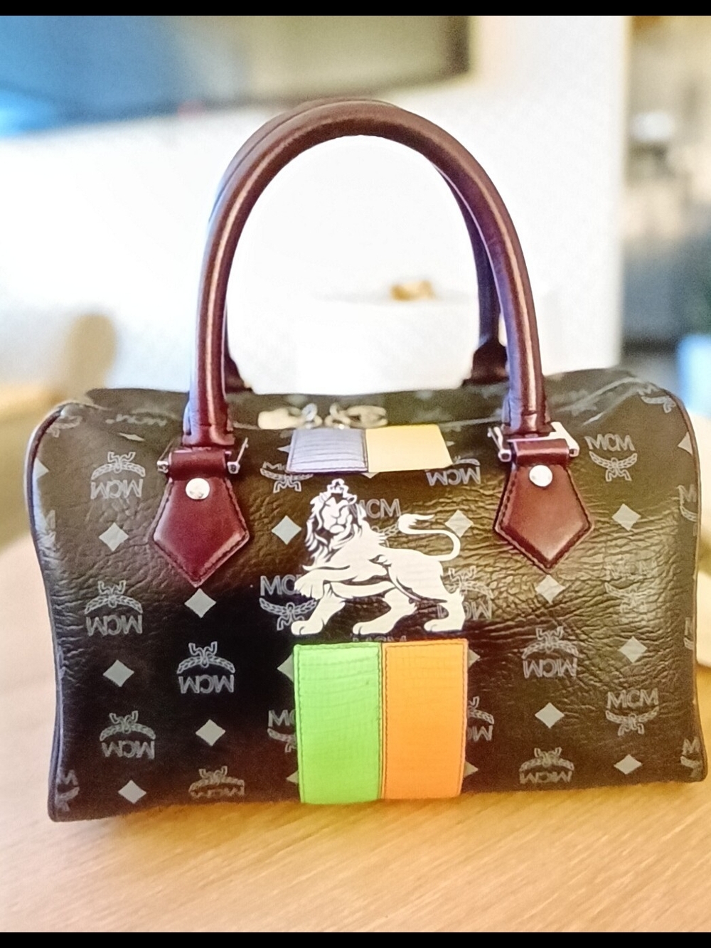 MCM Boston Logo Satchel with Color Block Accents Ltd. Edition